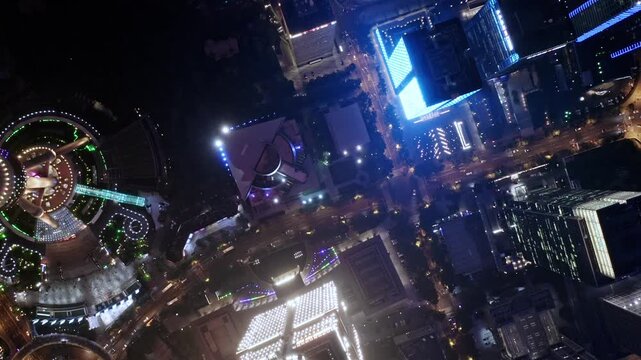 Aerial Night View of Lujiazui Skyline in Shanghai in Lujiazui, Shanghai, China