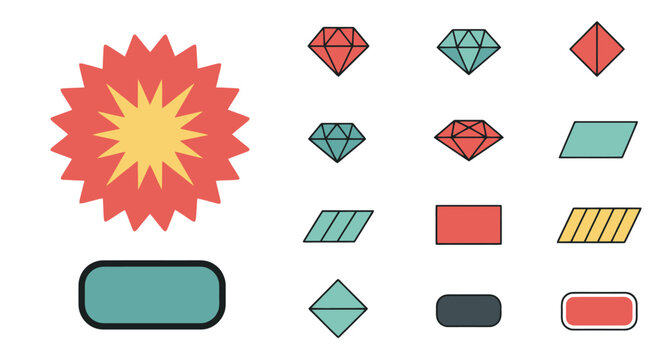 Collection of Colorful Geometric Shapes and Abstract Elements.