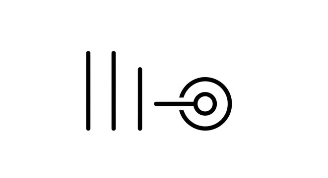 Black and white of three parallel lines and a circle