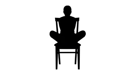 Fototapeta premium Black silhouette of a person sitting on a wooden chair, minimalist