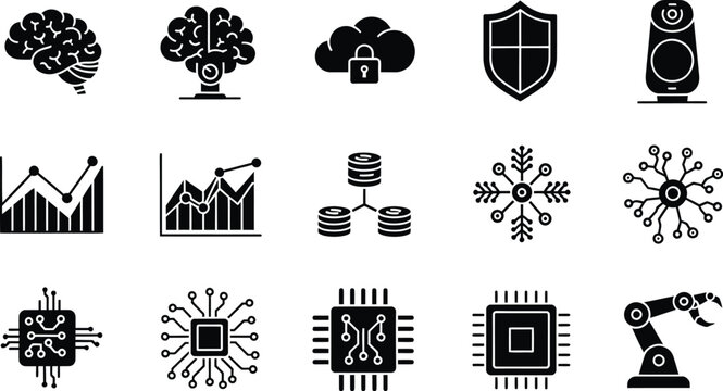 Collection of technology and data security icons