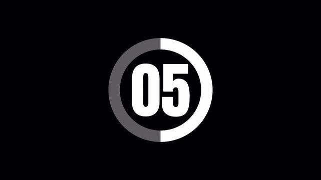 10 to 1 second countdown timer animation on a transparent background, Ten second countdown timer animation from 10 seconds to 0 seconds, Digital circular animation from 10 to 0 seconds 