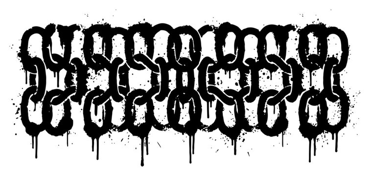 Metal chain links pattern in urban graffiti stencil style
