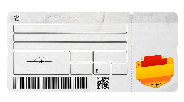 Blank Airline Ticket Stub Isolated on Transparent Background