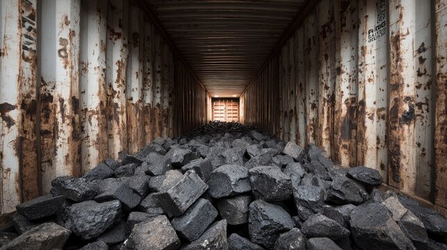 Valuable cobalt mineral inside rusty industrial shipping container