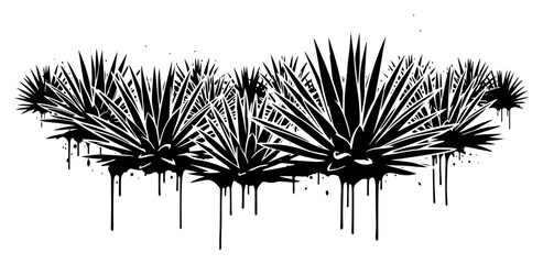 Agave plants and desert vegetation in urban stencil graffiti style © UrbanDruid