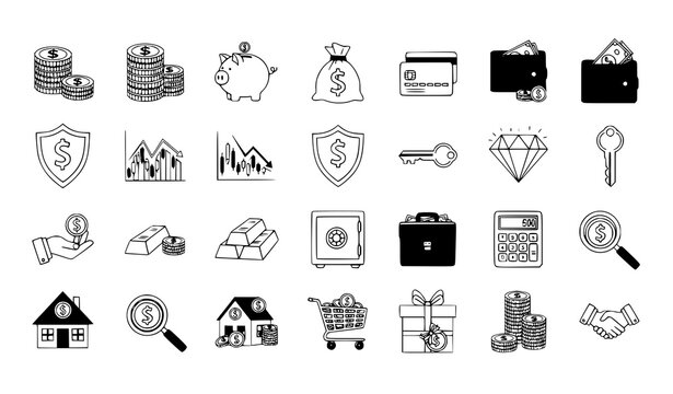 Financial icons for business investment and banking concepts