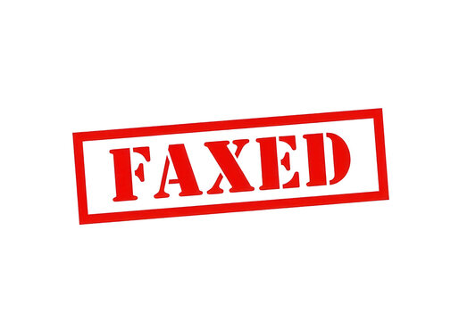 Red faxed rubber stamp on white background, office document verification mark, bold red ink faxed sign for business administration