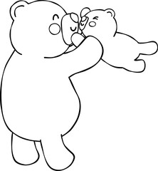 Outline hand drawing Mama and baby bear heartwarming love together © GuitaRies