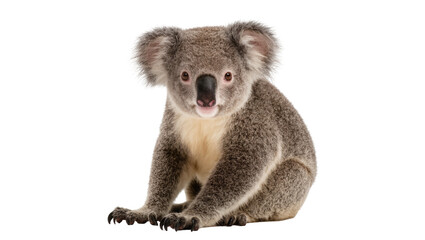 Fluffy grey koala sitting, isolated on transparent background © Aliona