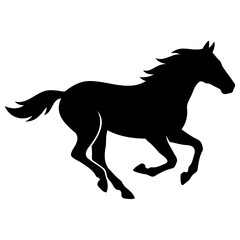 Fototapeta premium A black silhouette illustration of a horse running