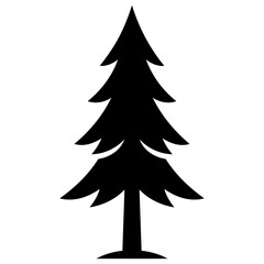 Obraz premium A simple black line art illustration of a pine tree silhouette, an evergreen tree with a single trunk and branches.