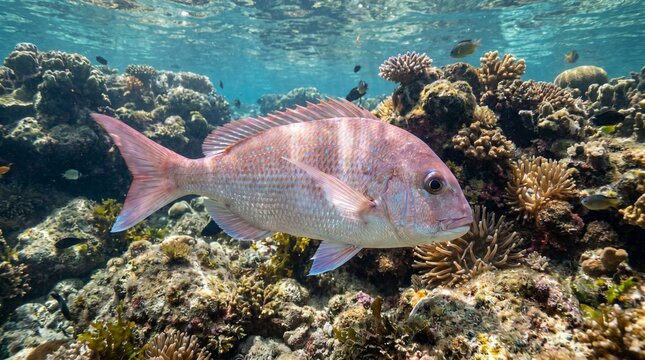 Red seabream in coral reef