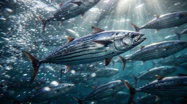Skipjack tuna underwater