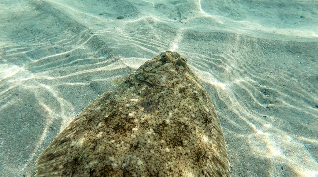 Olive flounder underwater