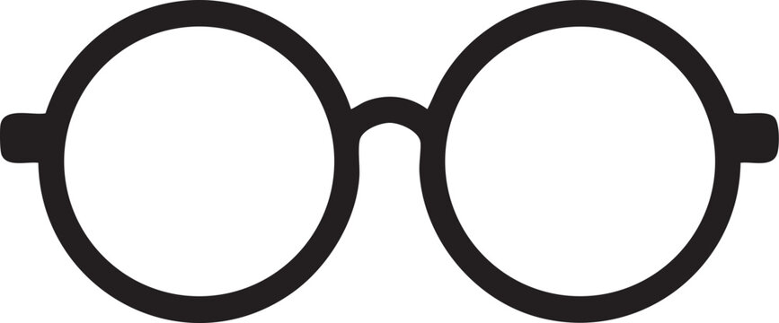 Minimalist Round Eyeglasses Silhouette Icon