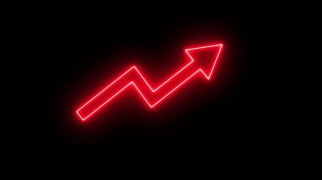 Glowing neon stock market charts on financial data view business graph up arrow rising, Successful growth trend on  transparent background. 4k animation