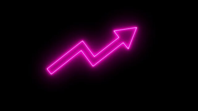 Glowing neon stock market charts on financial data view business graph up arrow rising, Successful growth trend on  transparent background. 4k animation