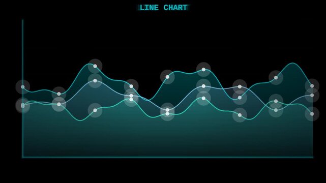 Line chart area fill HUD animated seamless loop alpha overlay with glowing analytics and cyan neon trend tracking