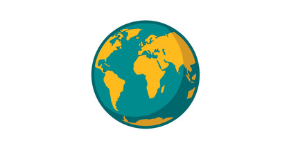 Fototapeta premium Vector illustration of a stylized Earth globe with vibrant orange continents and deep teal oceans, Representing global connectivity and environmental sustainability