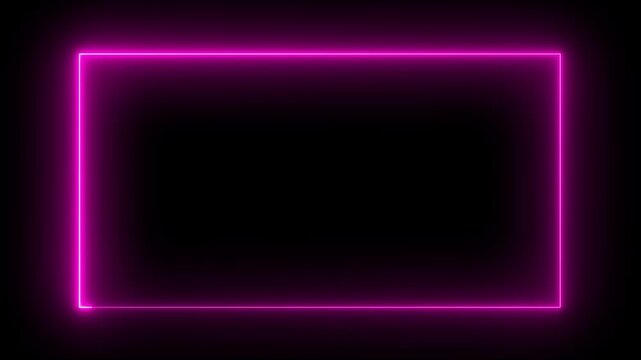 Animation of glowing neon rectangles abstract background. abstract glowing blue neon rectangle border frame. Looping Seamless Neon Frame 