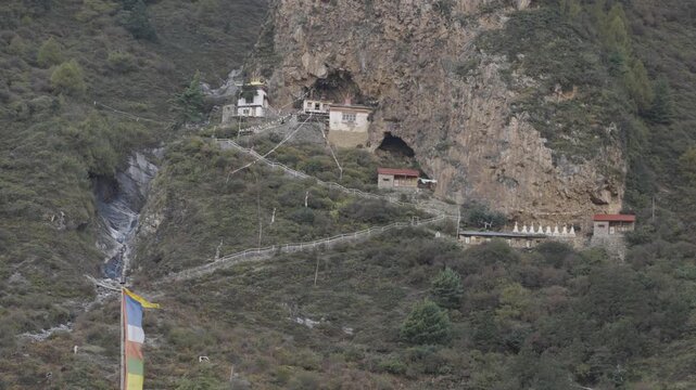 Piren Phu Milarepa Cave Opposite Rachen Gompa in Tsum Valley Nepal