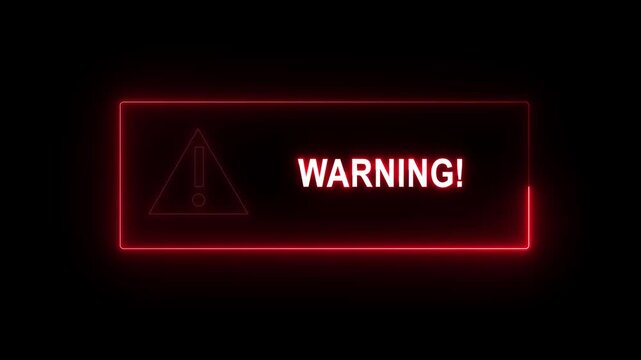 A cybersecurity alert screen showing System compromised warning with red interface, breach detected icon, and urgent visual UI.or business risk warning -4k black background icon animation