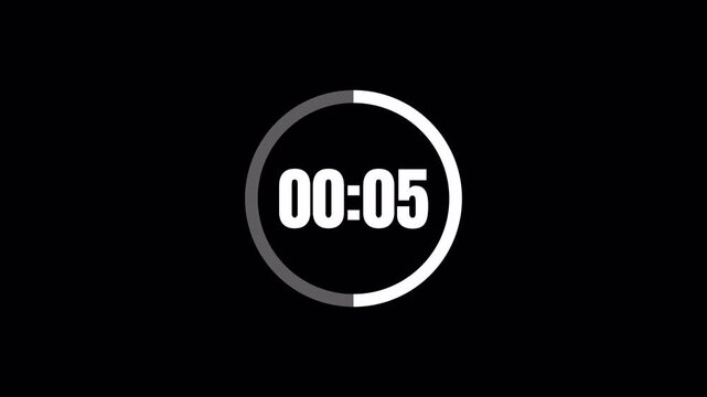 10 to 1 second countdown timer animation on a transparent background, Ten second countdown timer animation from 10 seconds to 0 seconds, Digital circular animation from 10 to 0 seconds 