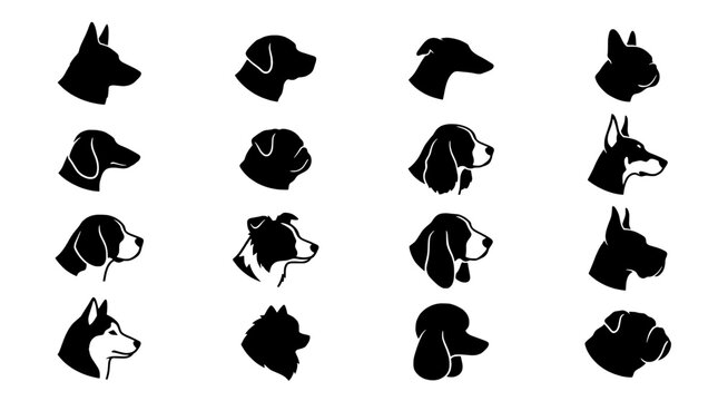 Bird silhouettes set with multiple side-view shapes in bold black vector icons for game and design themes