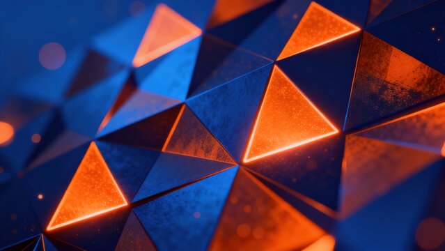 Geometric pattern with glowing triangles