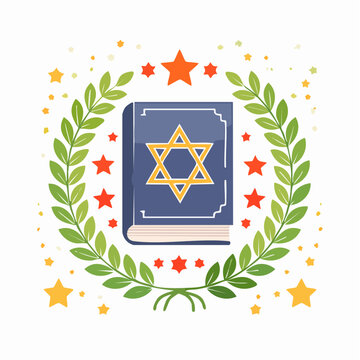 Torah Book with Star of David and Laurel Wreath