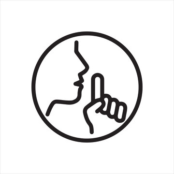 Face with finger, linear icon. Silence or quiet zone symbol. Line with editable stroke.