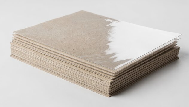 Medium shot of ecofriendly paper laminated with plantbased PLA film highlighting sustainable packaging innovation with reduced fossil material content.