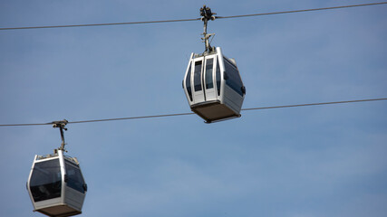 Suspended Cable Car Gondola Against a Clear Blue Sky © Алексей Ревякин