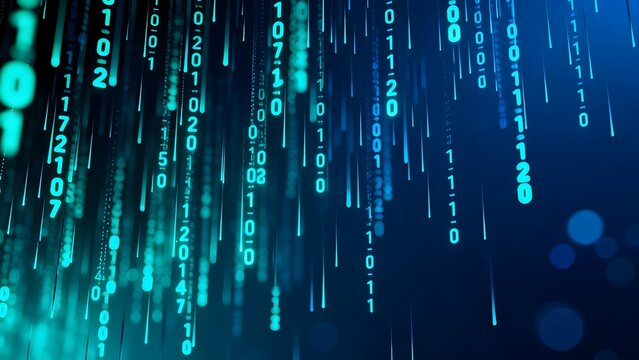 Digital binary code rain effect