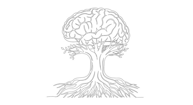 Tree with brain for leaves