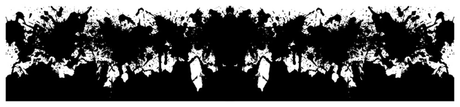 Ink splatter border pattern in symmetrical rorschach style