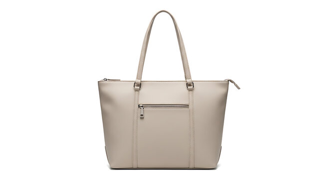 Light beige tote bag with long handles, flat lay view, minimalist style strap