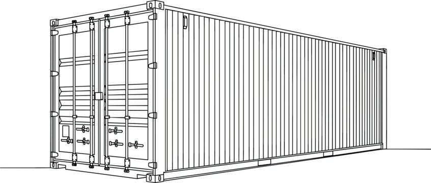 Intermodal shipping container outline vector illustration for global freight transportation logistics and industrial storage applications