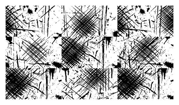 Abstract crosshatch pattern with distressed grid texture in grunge style