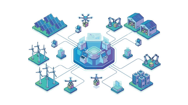Global Central Network Of Connected IoT Devices And Data.