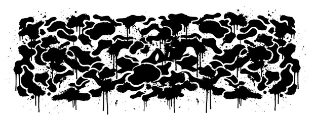Camouflage blobs with ink drips and splatters in street art grunge style © Wuszu