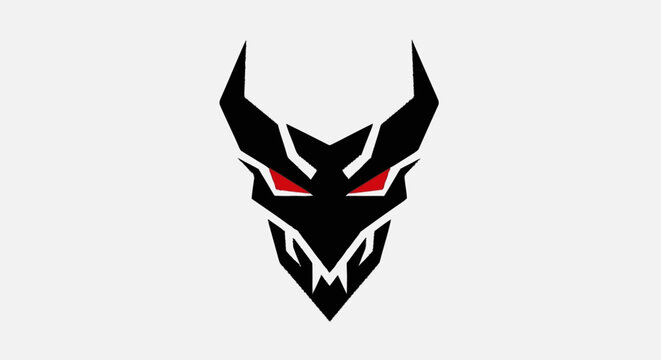 Sharp geometric devil head logo with red eyes