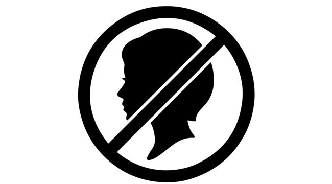 No Persons or No Entry Prohibition Sign Vector Silhouette Icon with Strikeout Circle