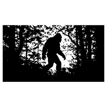 Bigfoot Sasquatch Forest Silhouette Vector Art