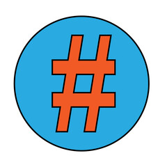 Obraz premium Clean hashtag sign graphic presented in a flat and modern design style, suitable for website icons, social media platforms, advertising, and communication-related projects.