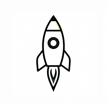 Simple line art rocket icon.