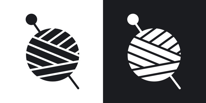 Crochet icons in solid black and white collection