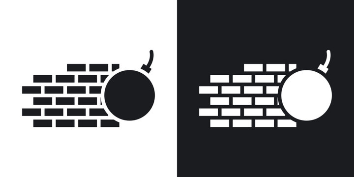 demolition icons in solid black and white collection