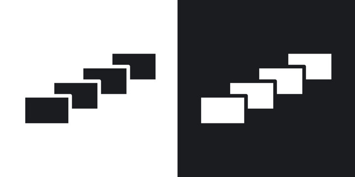 Depth perception icons in solid black and white collection